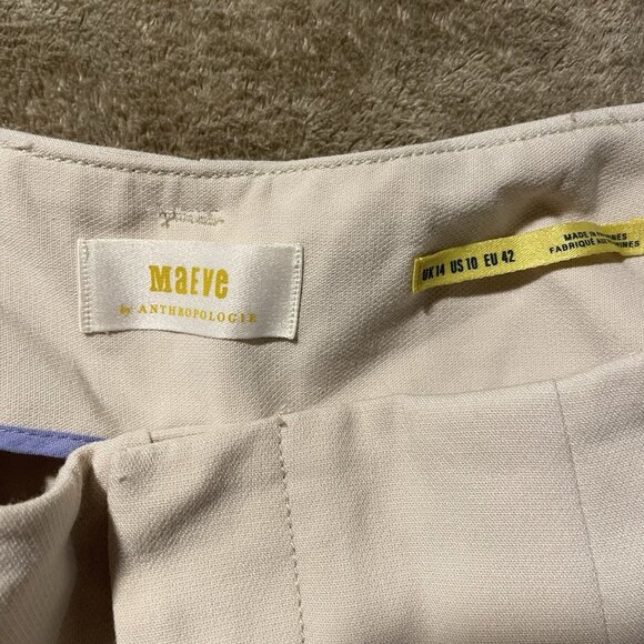Maeve Anthropologie Pants Womens 10 Super Wide Leg Beige Capri High Rise Modest - Picture 2 of 8